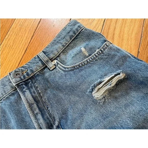 Free People We The Free Distressed Fly Blue Denim Mini Skirt BOHO Womens Size 28 - Picture 3 of 12